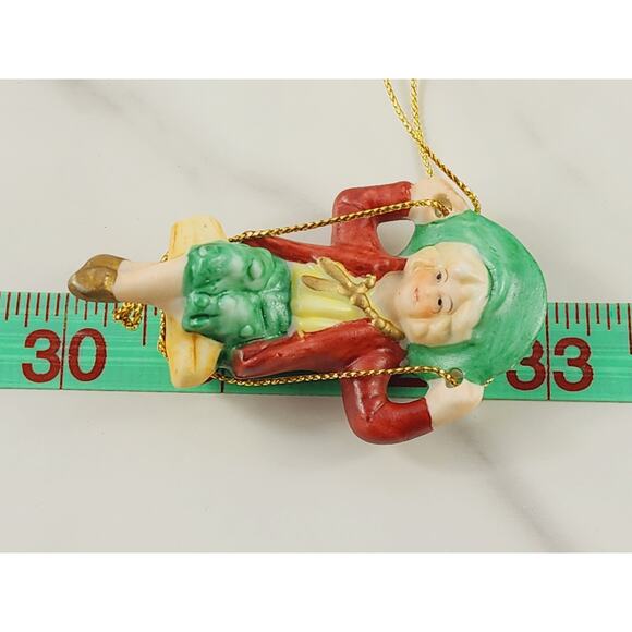 Christmas Tree Ornament Young Girl Sitting On Swing 3" Midwest Figurine 80's - Picture 10 of 10